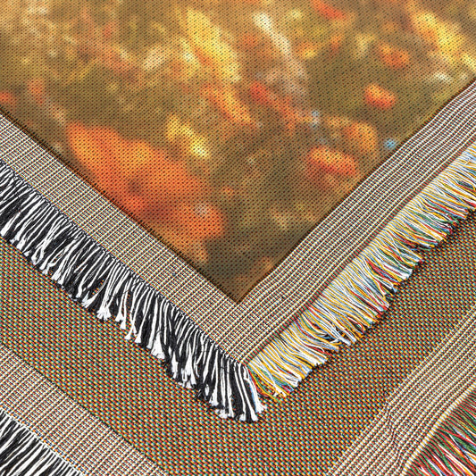 Angel with Golden Wings in Flower Field Christian Woven Throw Blanket Peaceful Radiant Spiritual Design for Nursery Living Room or Home Decor - Awakening Righteousness