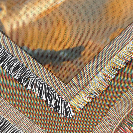 Barn Owl Perched on Autumn Tree Branch Cozy Woven Throw Blanket - Awakening Righteousness