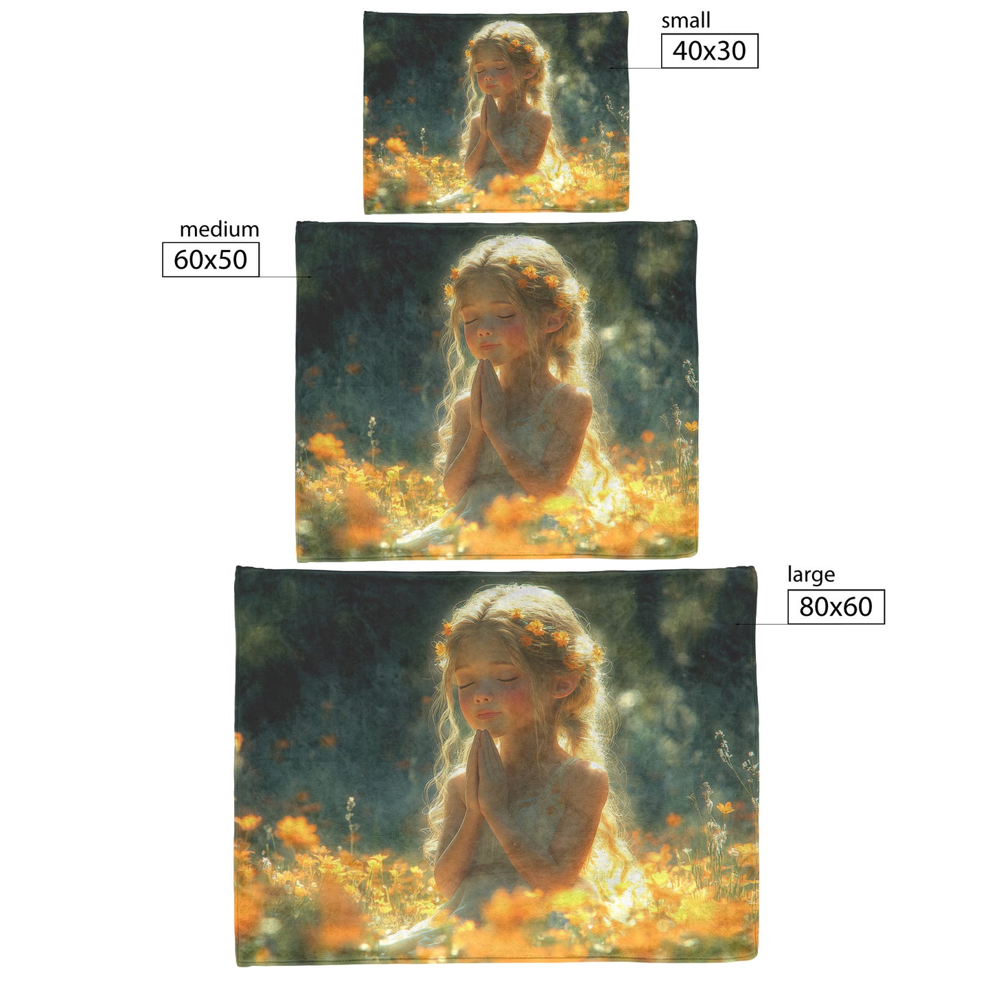 Divine Comfort Young Girl in Prayer Cocy Christian Fleece Sherpa Blanket Soft, Cozy, and Spiritual Warmth - Awakening Righteousness