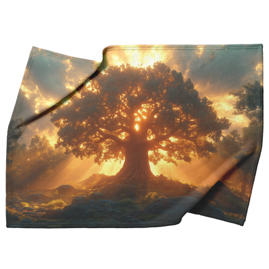 General_Sherman_Tree_with_Golden_Light_T_H_Blanket_Top_Bottom_Folds_Mockup.png