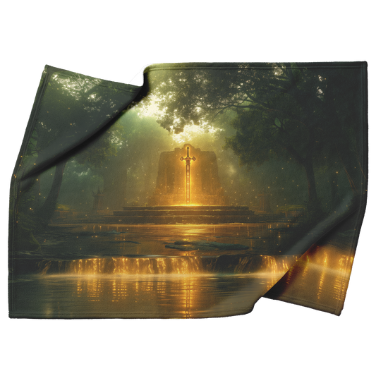 Glowing_Legendary_Sword_Surrounded_by_Sh_H_Blanket_Top_Bottom_Folds_Mockup.png