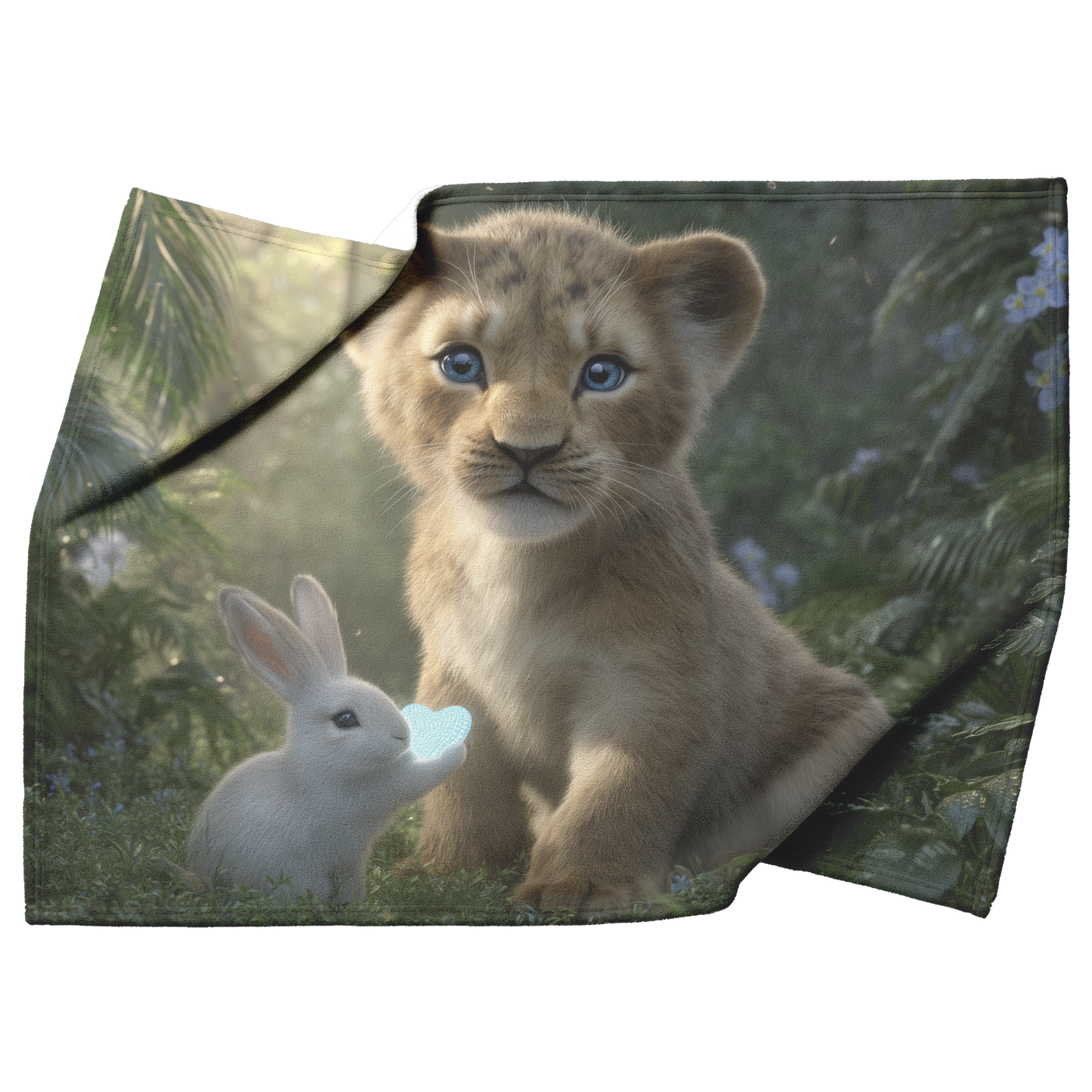 Lion_Cub_Giving_Tiny_Heart_to_Bunny_Vale_H_Blanket_Top_Bottom_Folds_Mockup.png_15350986