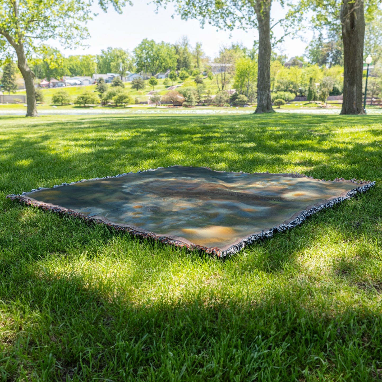 Little Girl Praying Among Blooming Daisies in Soft Sunlight Serene Christian Woven Throw Blanket for Peace Tranquility and Spiritual Reflection - Awakening Righteousness