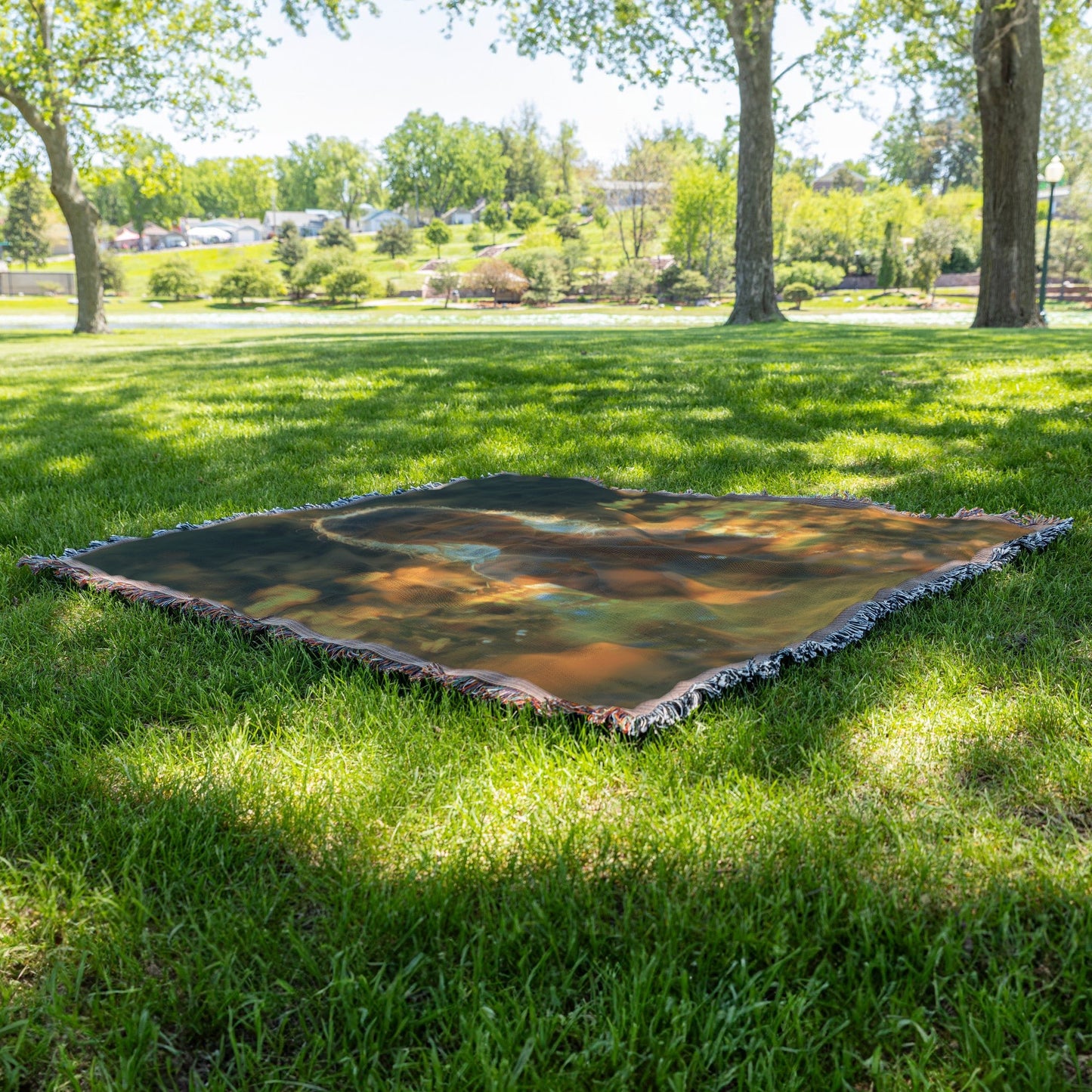 Little Girl Praying in a Field of Flowers Uplifting Christian Woven Throw Blanket with Golden Sunshine Divine Peace and Childhood Innocence for Home or Sacred Space - Awakening Righteousness
