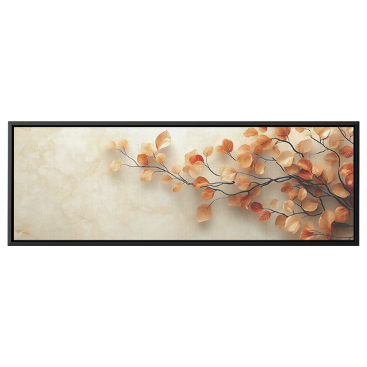 Minimalist Artwork Simple Leaves Vines Neutral Beige Tones White Background Elegant Line Art Ultra High Definition Modern Aesthetic Panoramic Framed Canvas Wall Art - Awakening Righteousness