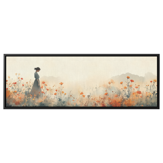 Minimalist Botanical Print Wildflowers Soft Watercolor Washes Muted Tones Ultra High Definition Luminous Highlights Panoramic Framed Canvas Wall Art - Awakening Righteousness