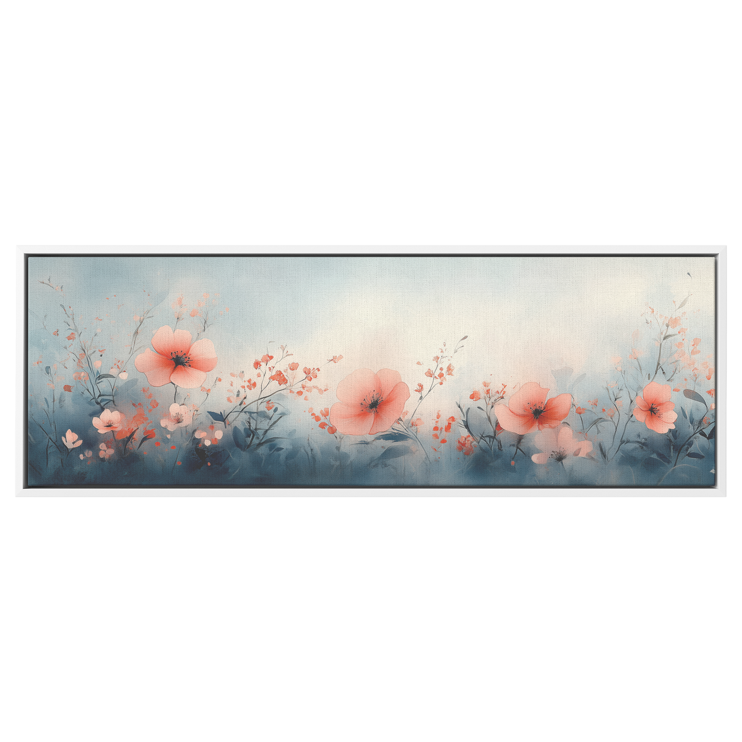 Minimalist Botanical Print Wildflowers Soft Watercolor Washes Muted Tones Ultra High Definition Luminous Highlights Panoramic Framed Canvas Wall Art - Awakening Righteousness