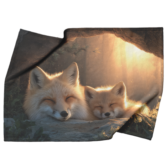 Mother_Fox_And_Cubs_Snuggled_In_Glowing__H_Blanket_Top_Bottom_Folds_Mockup.png