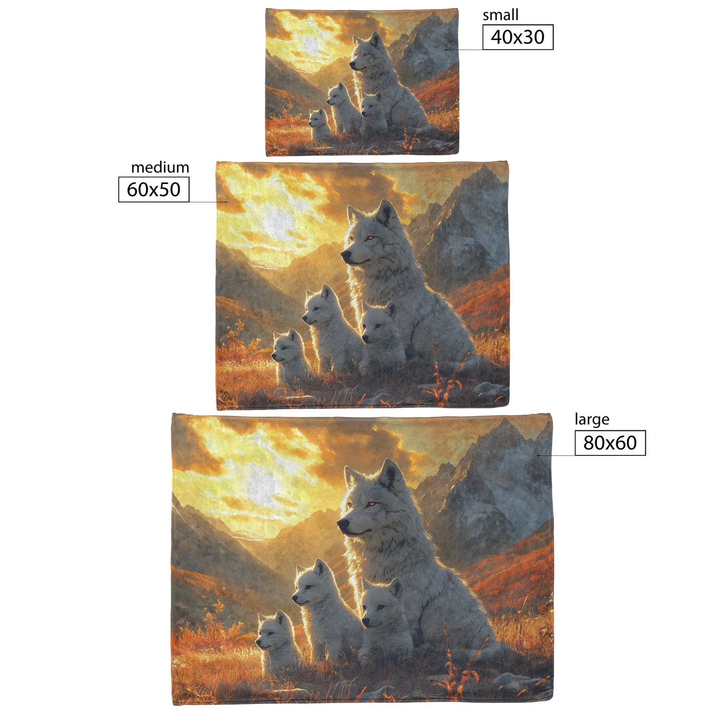 White Wolf Family Cozy Fleece Sherpa Blanket Serenity of the Wild, Embrace the Beauty of Nature - Awakening Righteousness