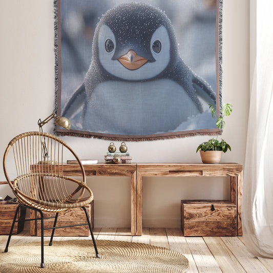 Adorable Penguin Chick Christian Throw Blanket Cozy Woven Kids Comfort Blanket with Hope Holy Faith Inspired Prayer Healing Blanket For Children - Awakening Righteousness
