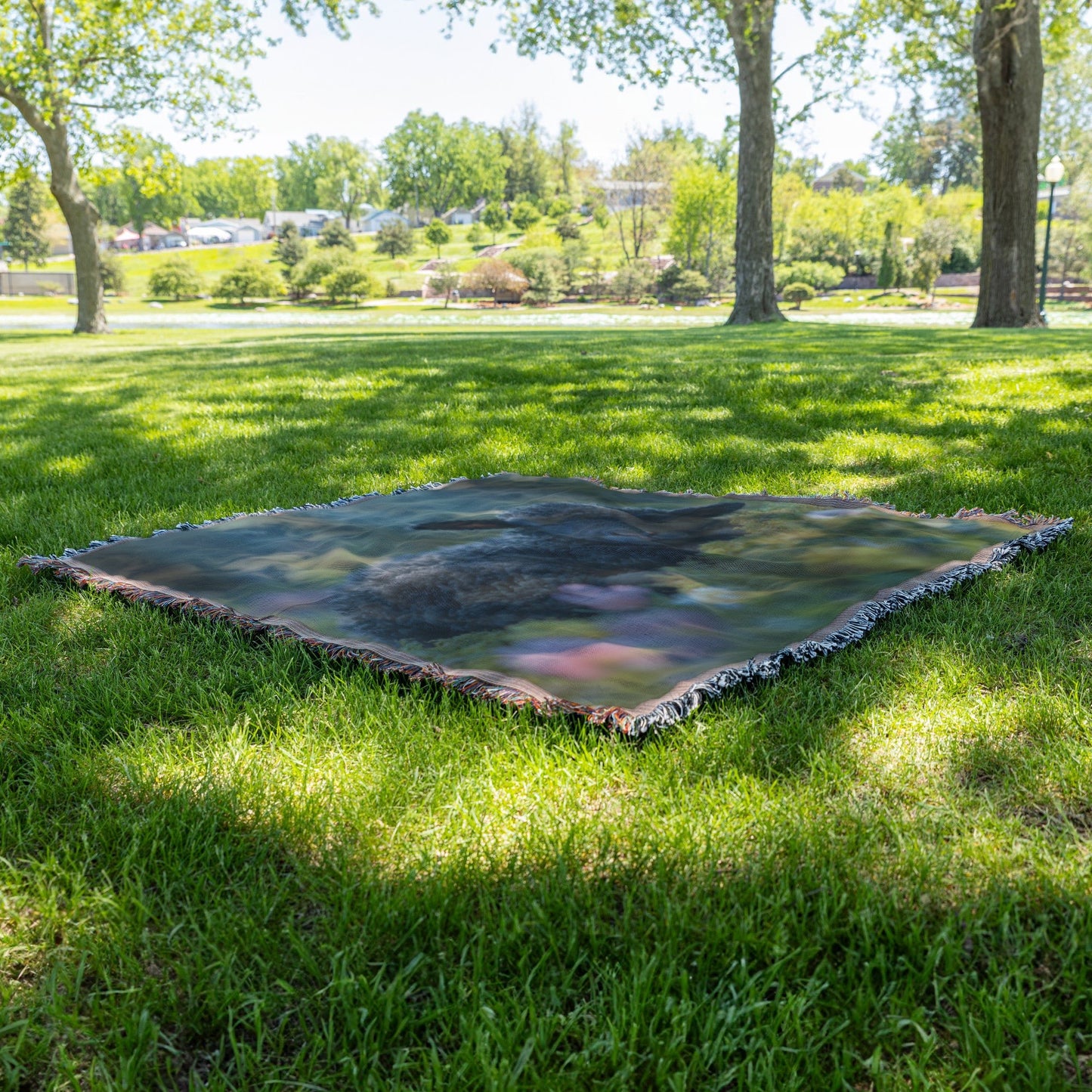 Black Lamb in Vibrant Flower Meadow Throw Blanket Cozy Woven Kids Comfort Blanket with Serene Nature Scene Holy Faith Inspired Prayer Healing Blanket for Children - Awakening Righteousness