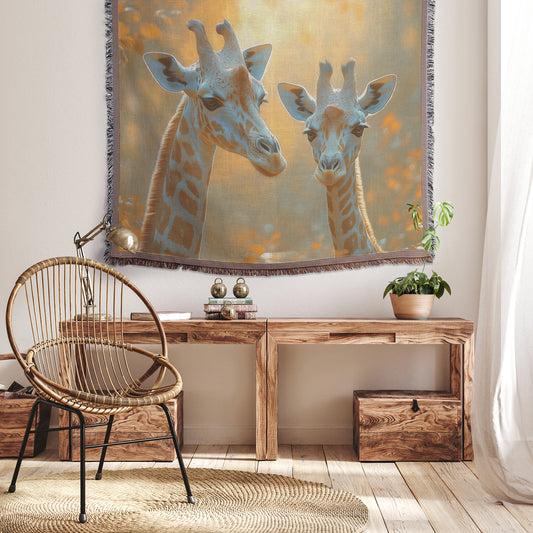 Graceful Giraffes in the Savanna Christian Throw Blanket Cozy Woven Kids Comfort Blanket with Hope Holy Faith Inspired Prayer Healing Blanket For Children - Awakening Righteousness