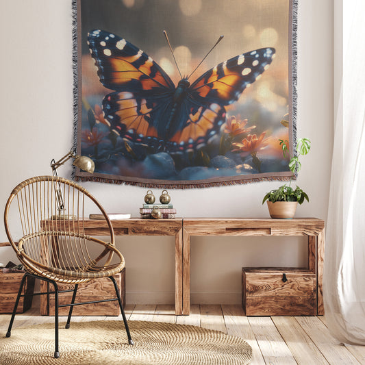 Serene Butterfly on Bloom Christian Throw Blanket Cozy Woven Kids Comfort Blanket with Hope Holy Faith Inspired Prayer Healing Blanket for Children - Awakening Righteousness