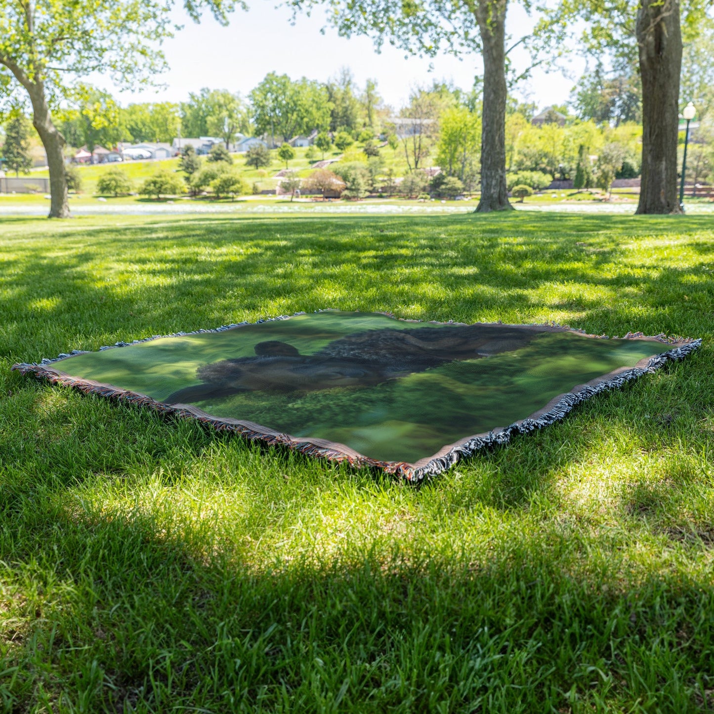 Sleeping Black Lamb on Moss Throw Blanket Cozy Woven Kids Comfort Blanket with Peaceful Forest Scene Holy Faith Inspired Prayer Healing Blanket for Children - Awakening Righteousness