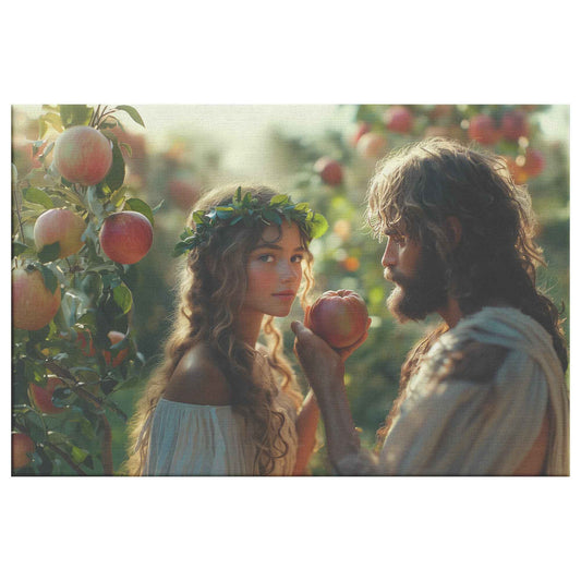 Adam and Eve A Breathtaking Portrait in the Lush Garden of Eden Christian Canvas Wall Art Decor