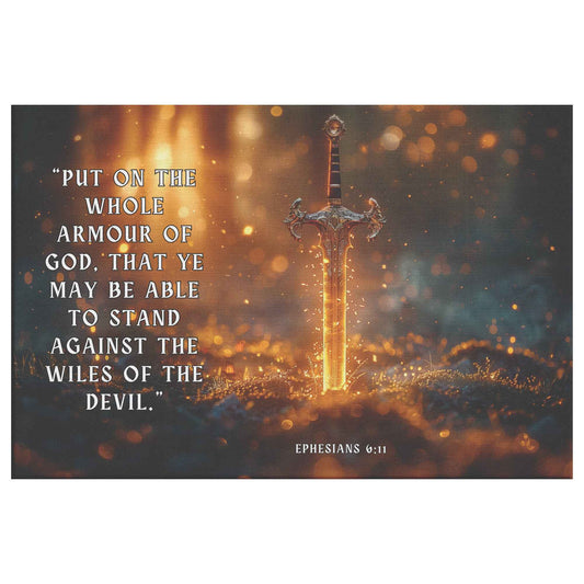 Divine Strength and Protection The Shining Sword Ephesians 611 Christian Canvas Wall Art Decor