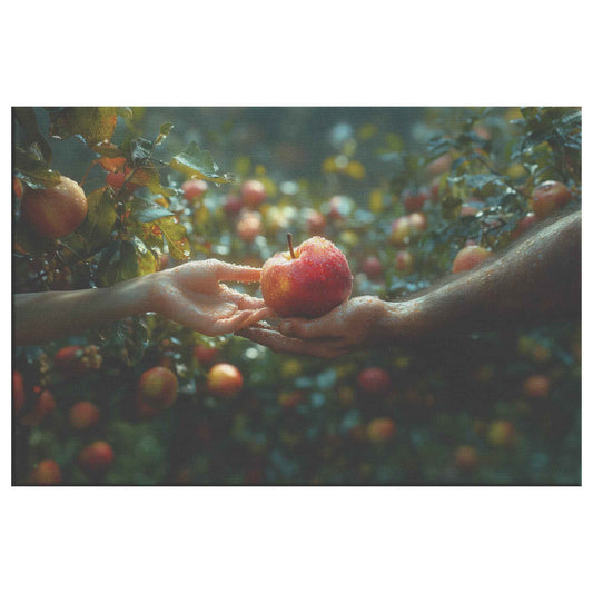 Eve's Tempting Gift The Apple of Love and Deception in the Garden of Eden Christian Canvas Wall Art Decor