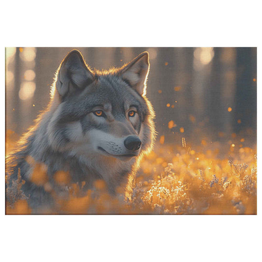 Majestic Wolf in Golden Sunset Forest Christian Canvas Wall Art Decor