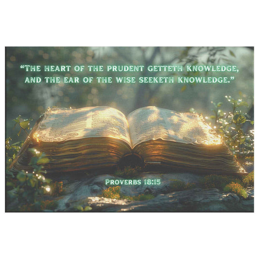 The heart of the prudent getteth knowledge; and the ear of the wise seeketh knowledge Canvas Wall Art