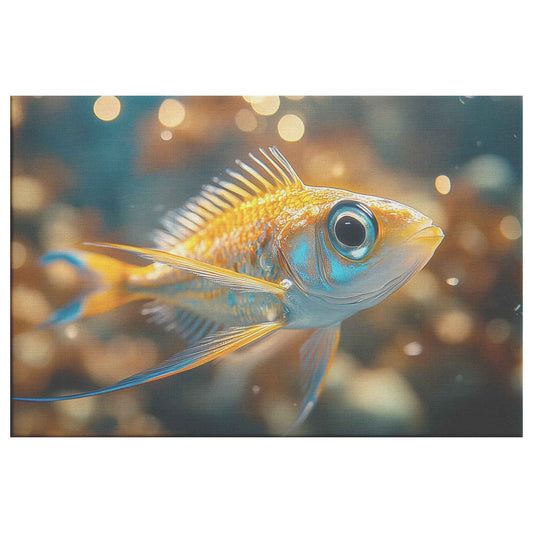 Vibrant Blue and Yellow Fish Swimming in Tranquil Waters Christian Canvas Wall Art Decor