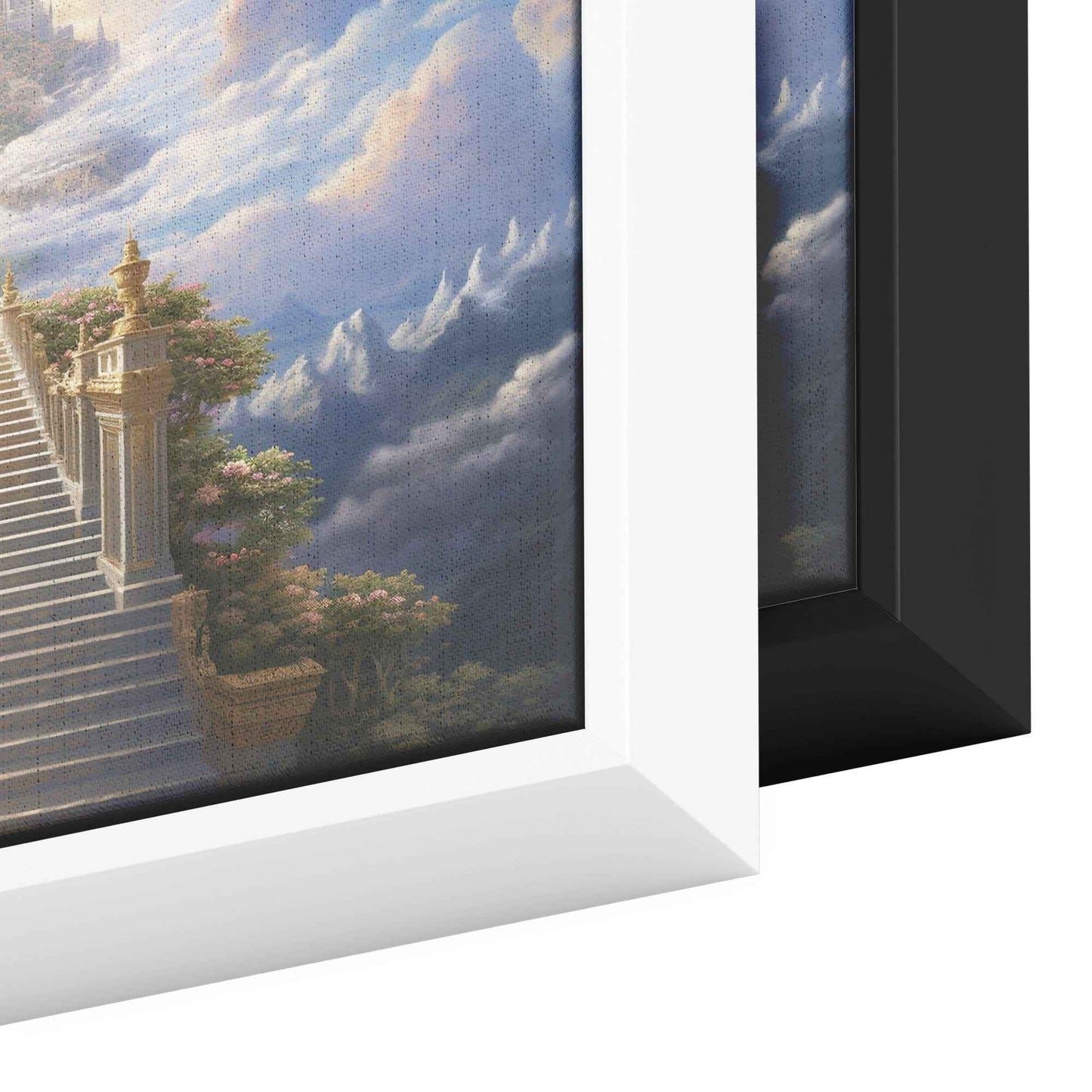 Stairway To The Kingdom Of Heaven Square Canvas Wall Art With Frame