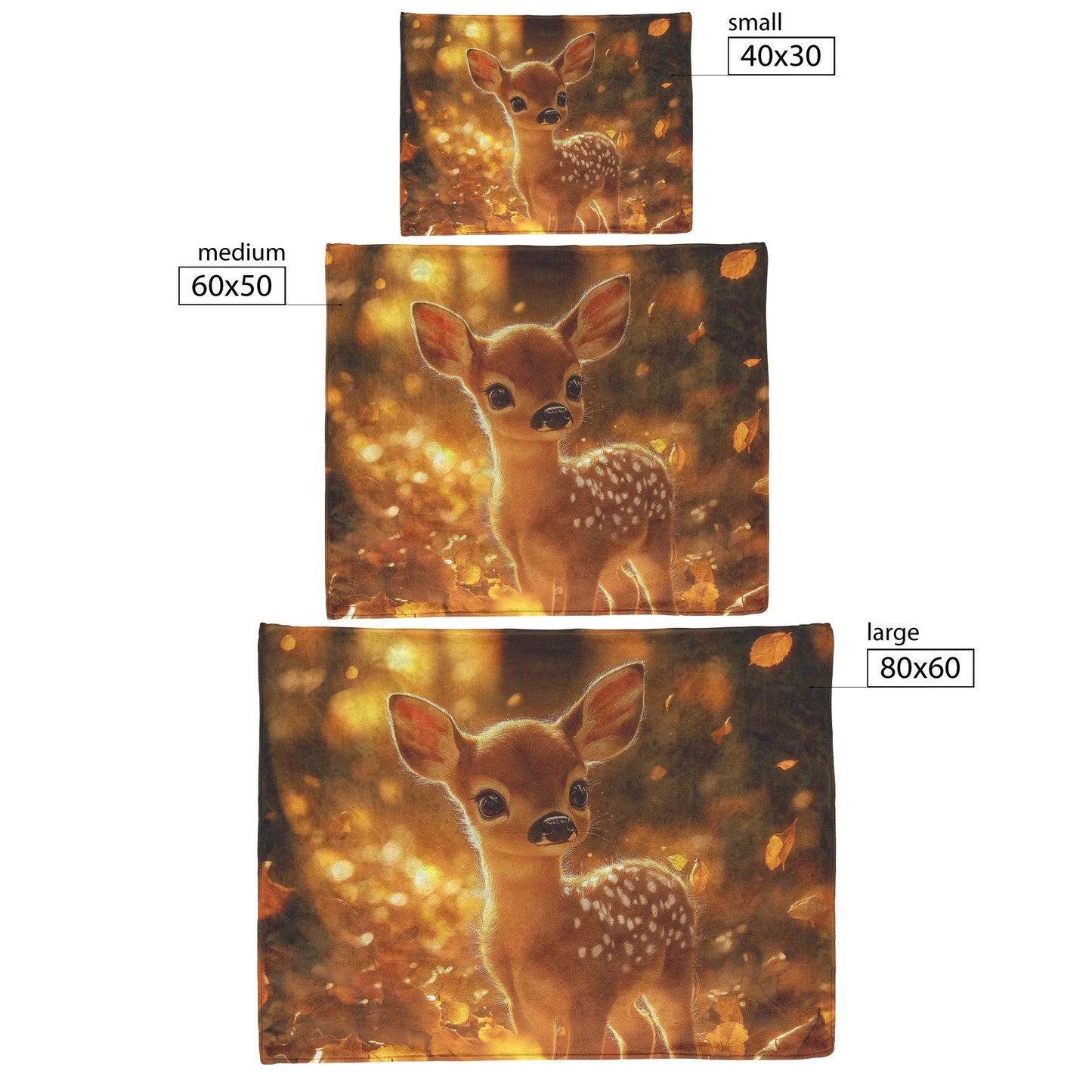 Baby Deer Nestled in Autumn Forest with Golden Leaves Cozy Fleece Sherpa Blanket - Awakening Righteousness