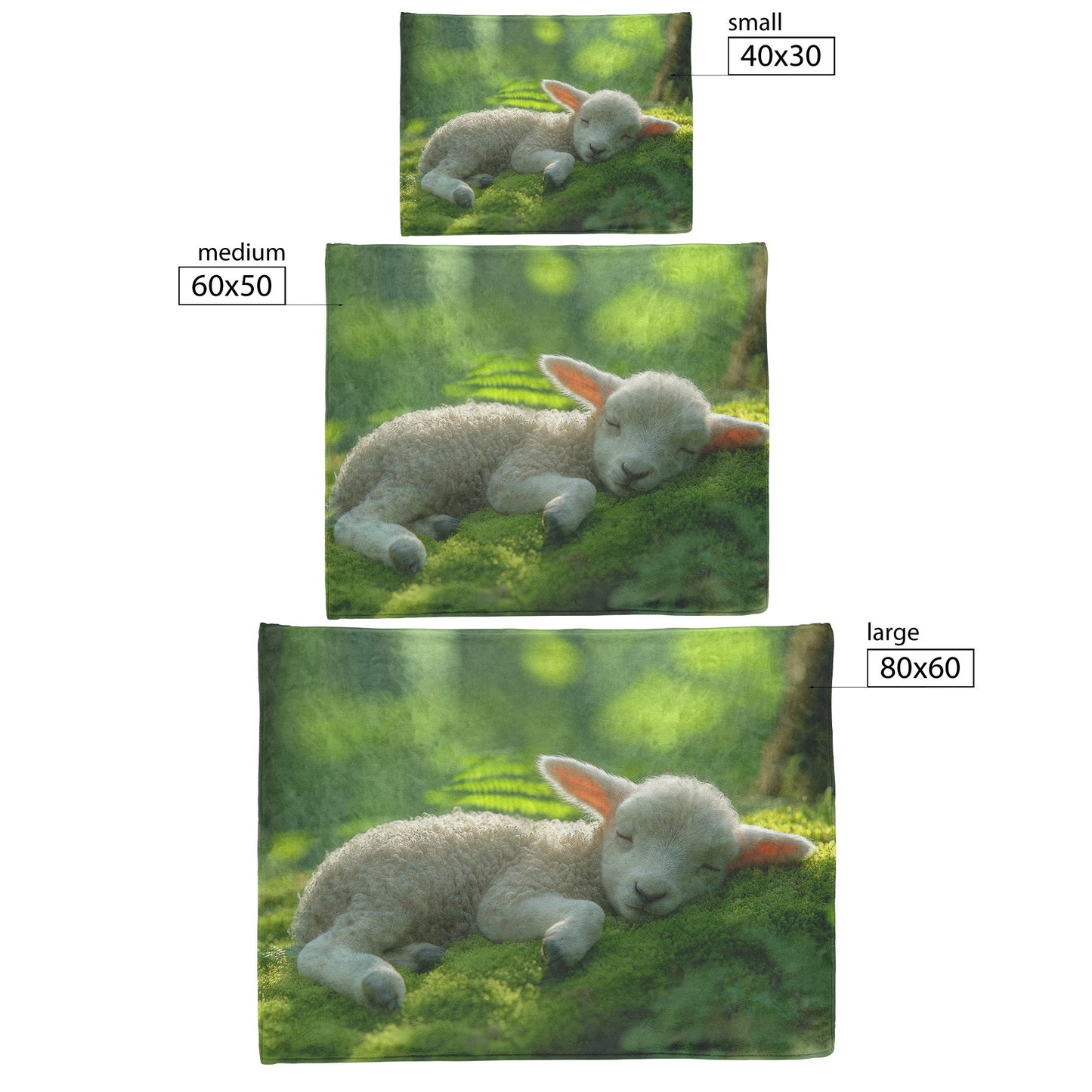 Baby Lamb Sleeping on Moss Surrounded by Tranquil Forest Greenery Cozy Fleece Sherpa Blanket - Awakening Righteousness