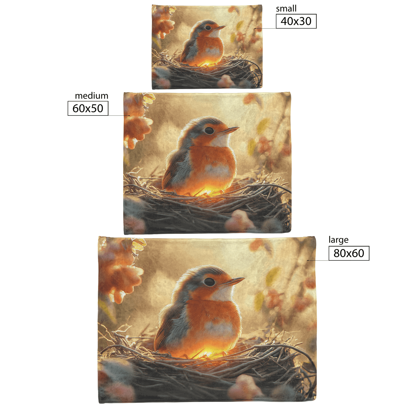 Baby Robin Sitting in Glowing Nest Surrounded by Soft Mist and Golden Morning Light Filtering Through Trees Fleece Sherpa Blanket - Awakening Righteousness
