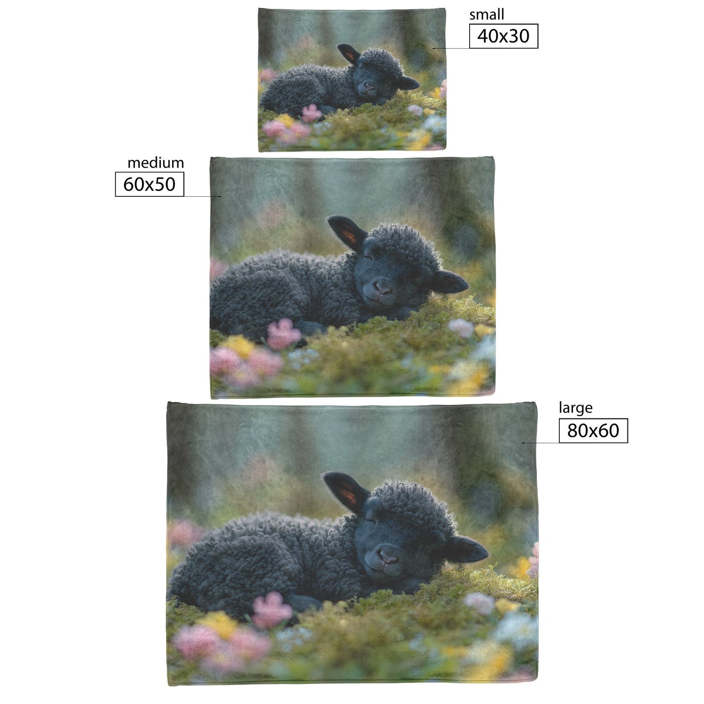 Black Lamb Sleeping in Vibrant Flower Meadow with Spring Flowers Cozy Fleece Sherpa Blanket - Awakening Righteousness