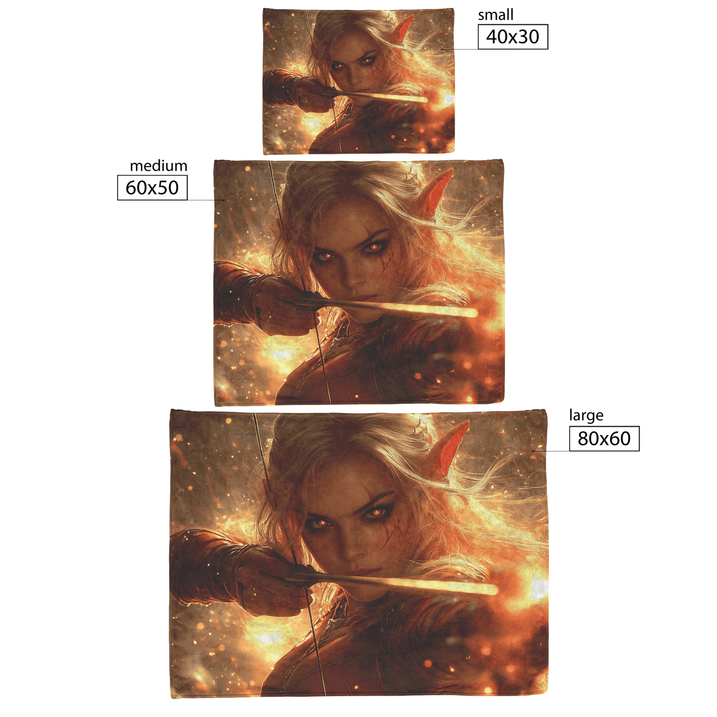 Blood Elf Hunter Fleece Sherpa Blanket Crimson Armor Glowing Bow Golden Textures Cosmic Highlights Bold Majestic WoW Design - Awakening Righteousness