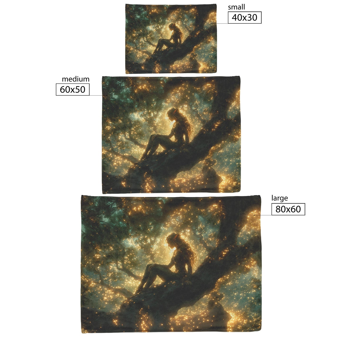 Blood Elf Hunter Fleece Sherpa Blanket Treetop Green Textures Golden Highlights Tranquil Peaceful WoW Design - Awakening Righteousness