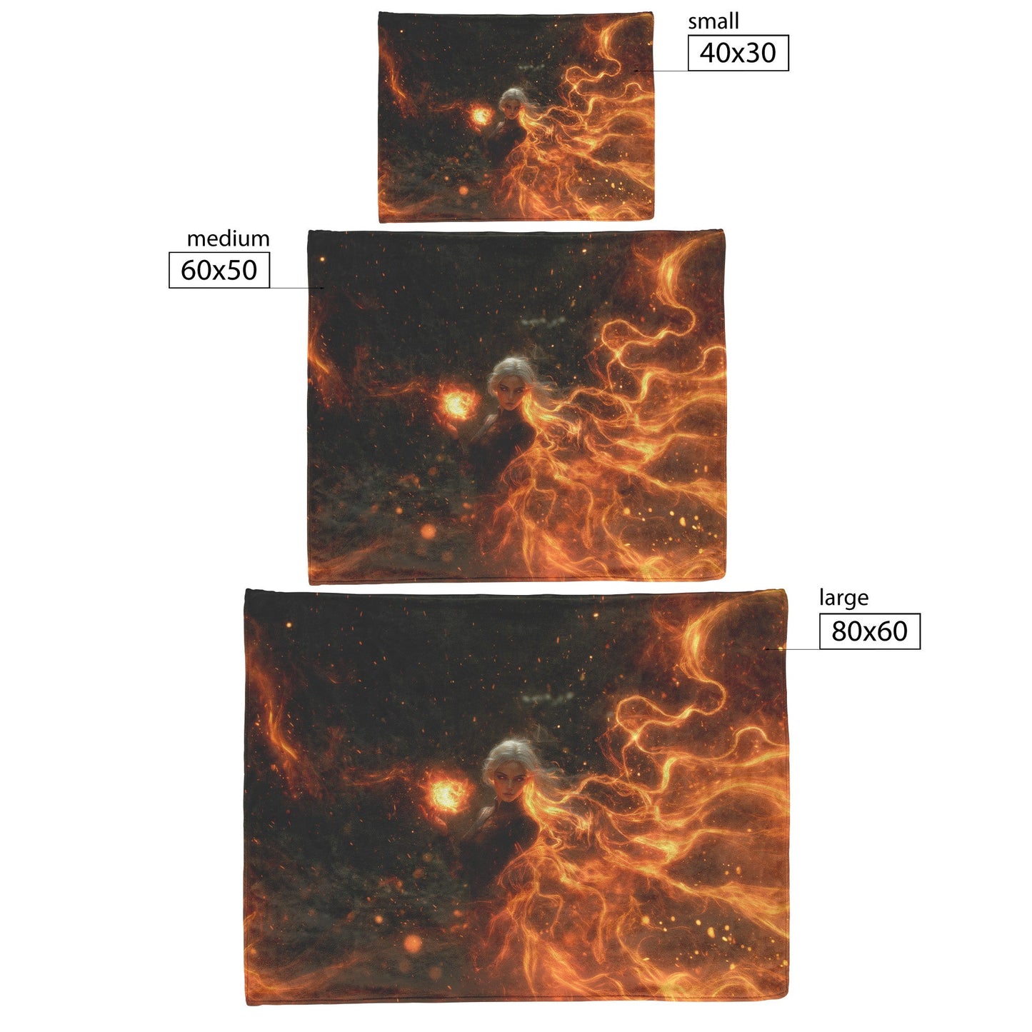 Blood Elf Mage Fleece Sherpa Blanket Fireball Red Orange Trails Golden Textures Cascading Stars Bold Vibrant Design - Awakening Righteousness