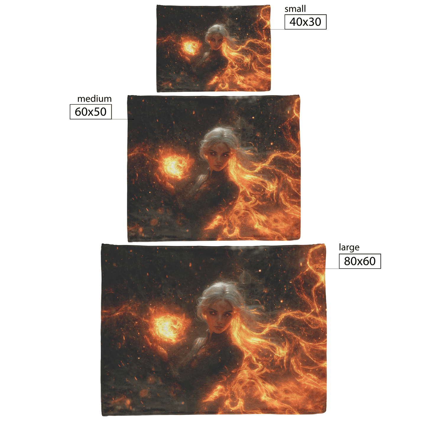 Blood Elf Mage Fleece Sherpa Blanket Fireball Red Orange Trails Golden Textures Cascading Stars Bold Vibrant WoW Design - Awakening Righteousness