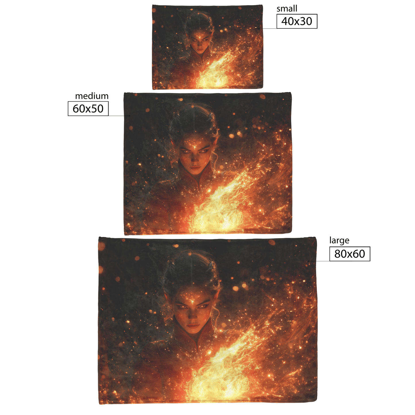 Blood Elf Mage Fleece Sherpa Blanket Fireball Red Orange Trails Golden Textures Cascading Stars Bold Vibrant WoW Design - Awakening Righteousness