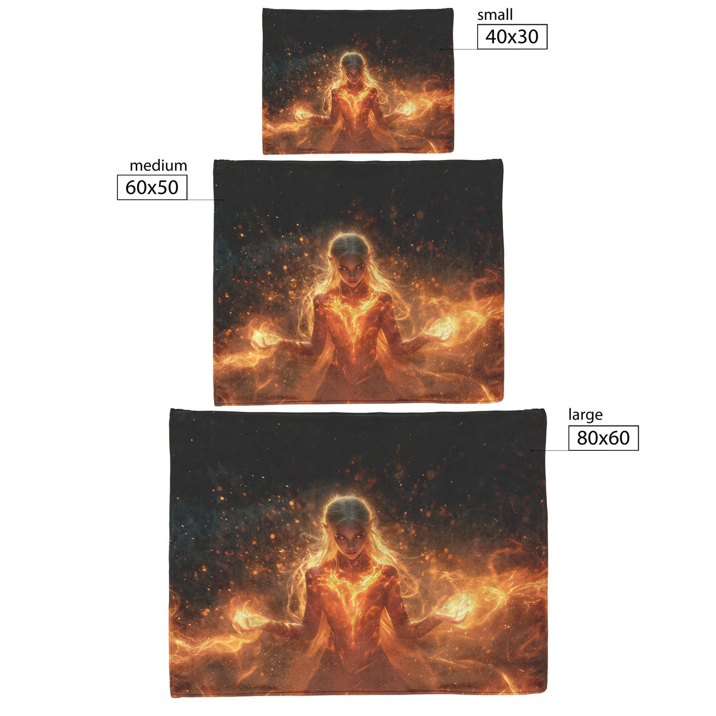 Blood Elf Mage Fleece Sherpa Blanket Fireball Red Orange Trails Golden Textures Cascading Stars Bold Vibrant WoW Design - Awakening Righteousness