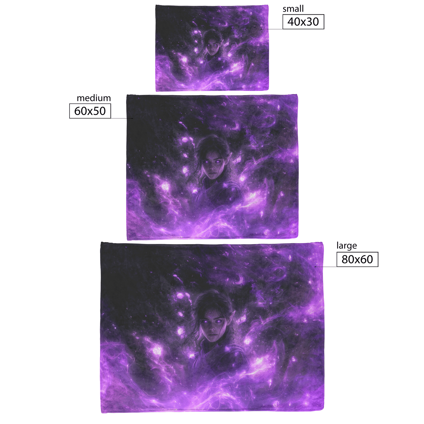 Blood Elf Mage Fleece Sherpa Blanket Glowing Purple Robes Cosmic Textures Arcane Symbols Elegant Serene WoW Design - Awakening Righteousness