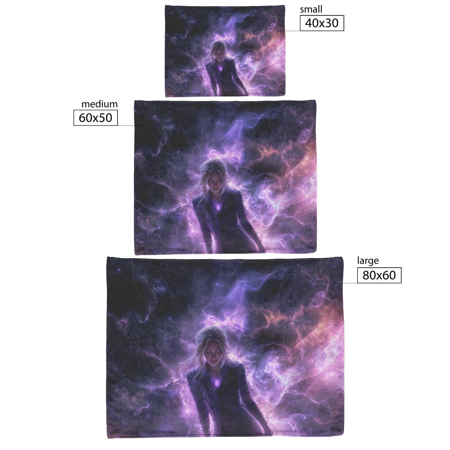 Blood Elf Mage Fleece Sherpa Blanket Purple Robes Cosmic Textures Arcane Symbols Elegant Serene WoW Design - Awakening Righteousness
