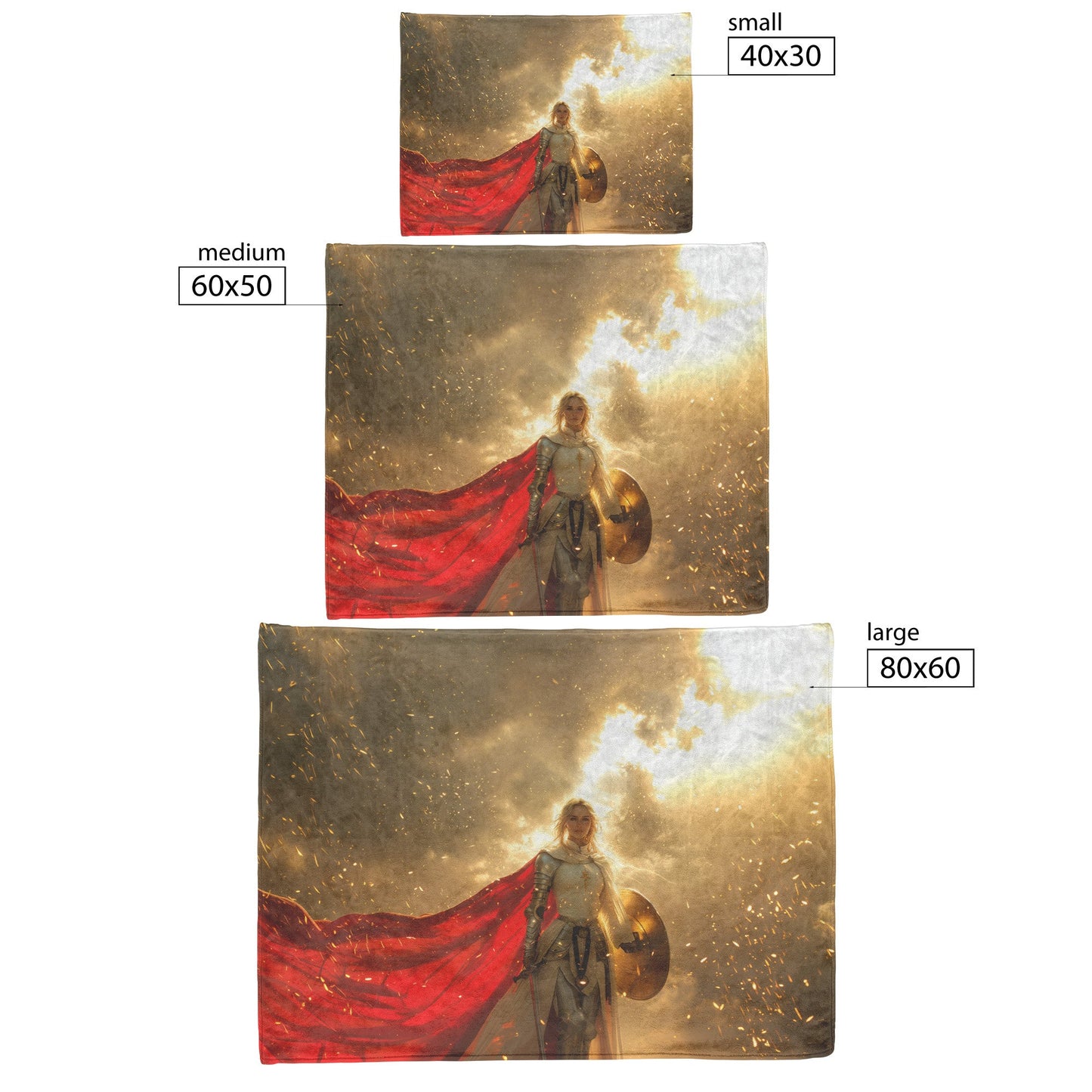 Blood Elf Paladin Fleece Sherpa Blanket Silver Red Armor Golden Shield Shimmering Textures Light Trails Majestic WoW Design - Awakening Righteousness