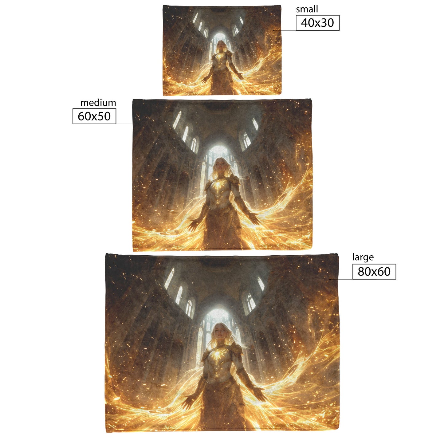Blood Elf Paladin Fleece Sherpa Blanket Sunlit Temple Golden Armor Light Rays Radiant Accents Peaceful Powerful Design - Awakening Righteousness