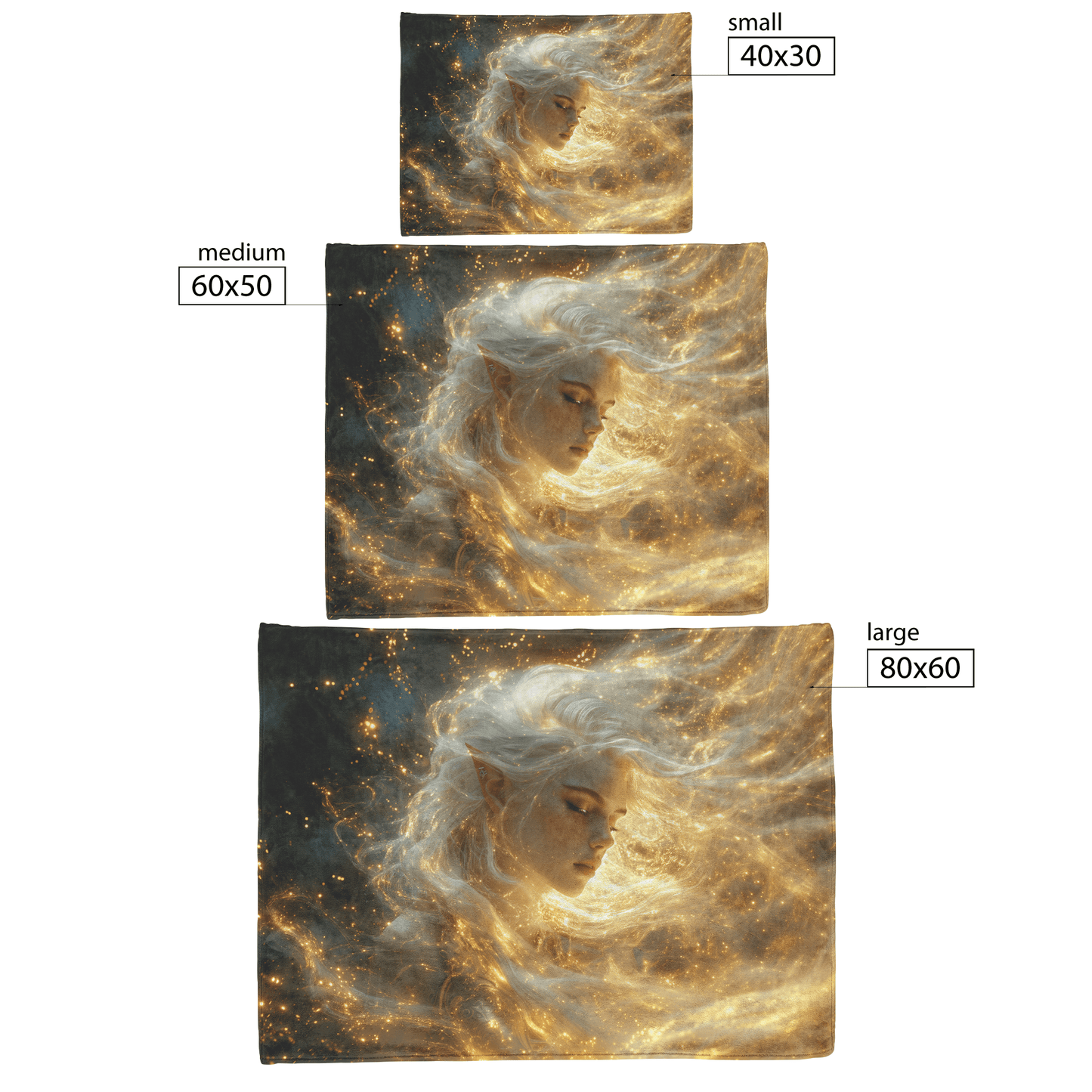 Blood Elf Priest Fleece Sherpa Blanket Holy Light Silver Gold Accents Shimmering Stars Cascading Textures Bold Elegant WoW Design - Awakening Righteousness