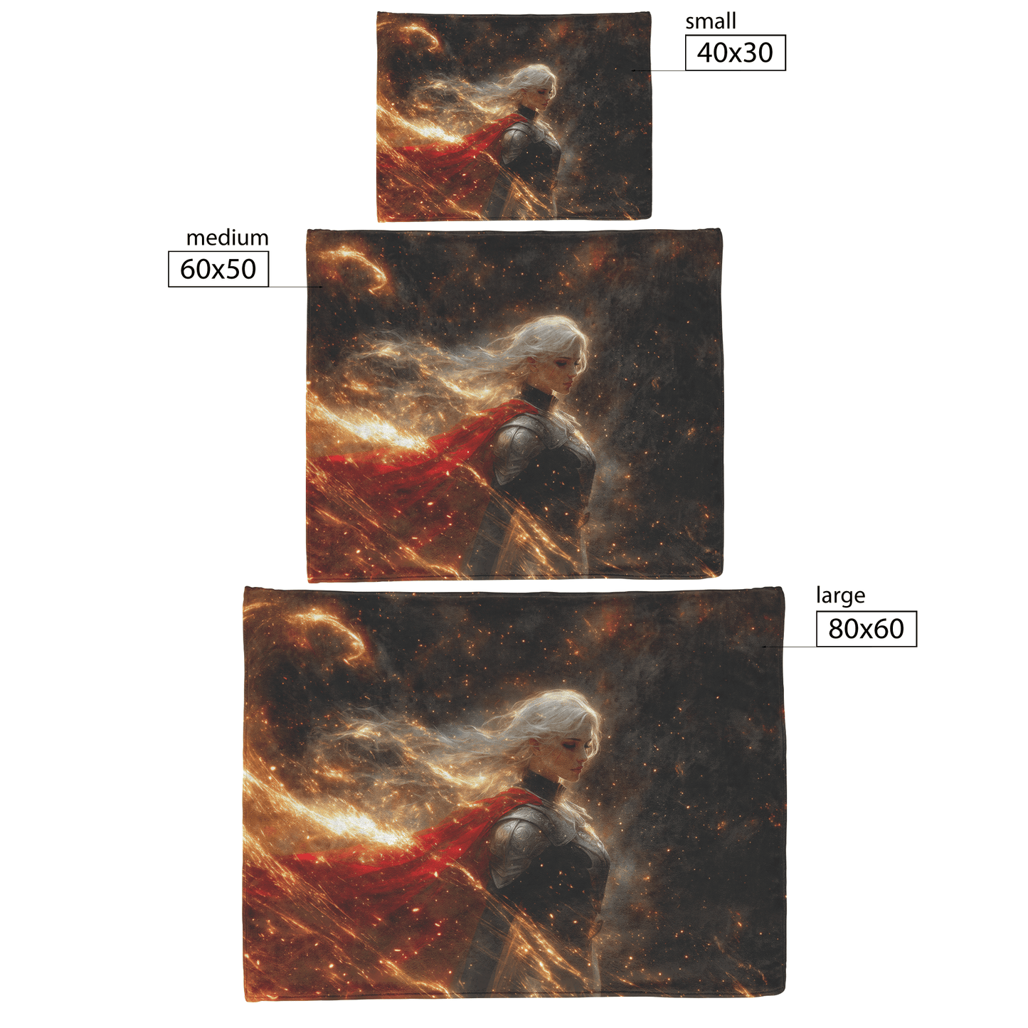 Blood Elf Priest Fleece Sherpa Blanket Holy Light Silver Gold Accents Shimmering Stars Cascading Textures Bold Elegant WoW Design - Awakening Righteousness