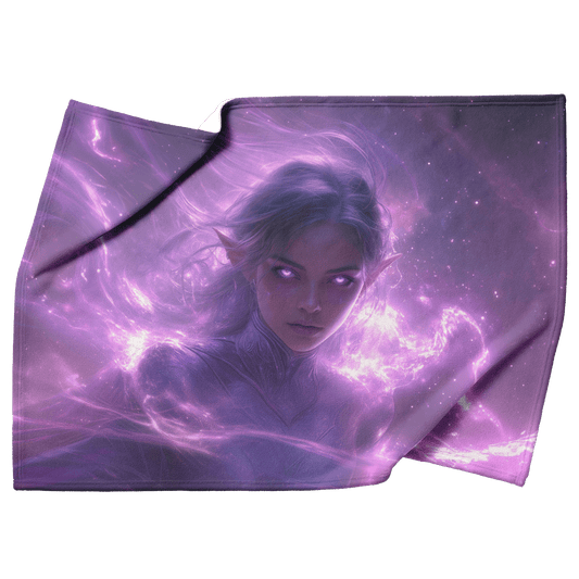 Blood Elf Priest Fleece Sherpa Blanket Silver Lavender Robes Cosmic Mist Radiant Accents Bold Serene WoW Design - Awakening Righteousness