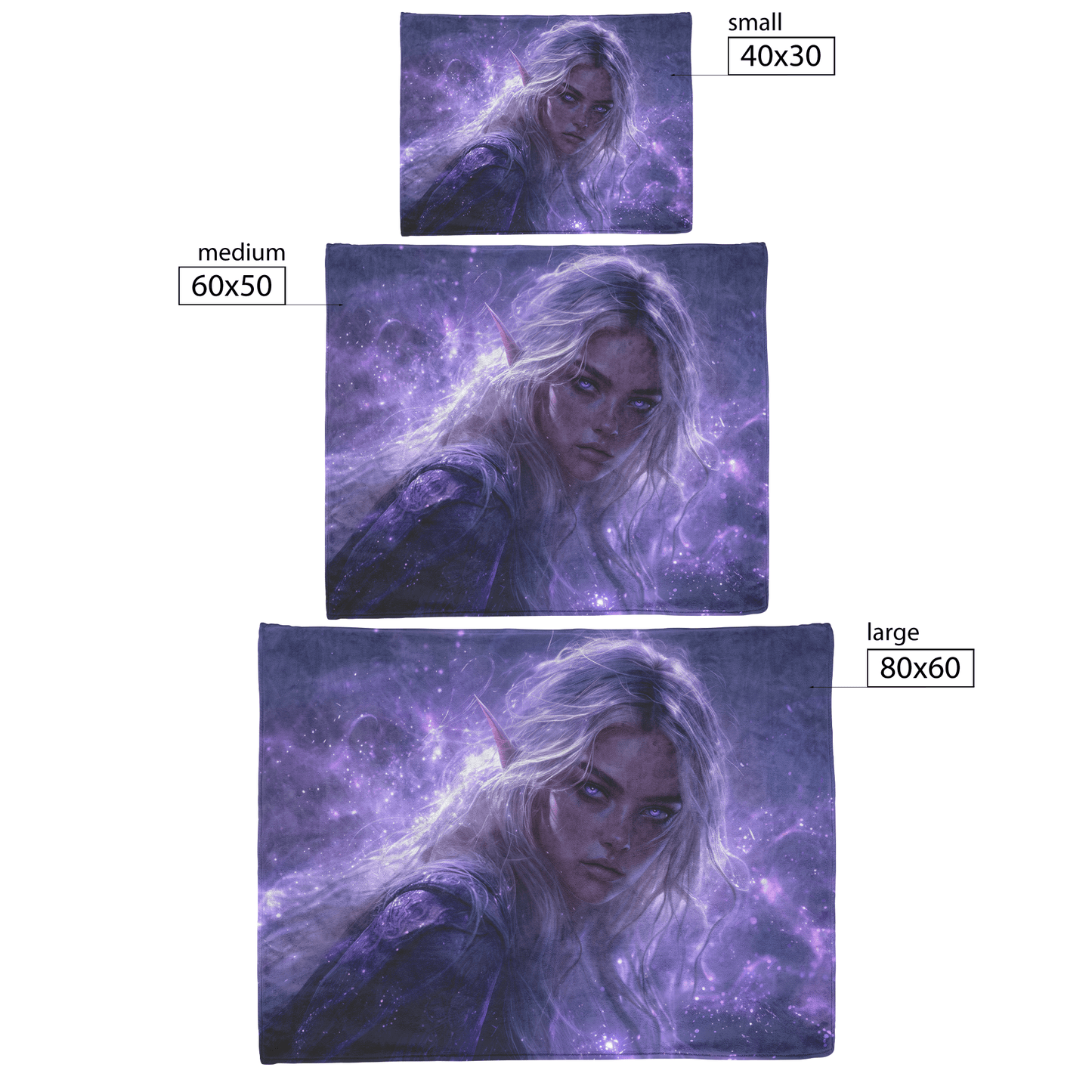 Blood Elf Priest Fleece Sherpa Blanket Silver Lavender Robes Cosmic Mist Radiant Accents Bold Serene WoW Design - Awakening Righteousness