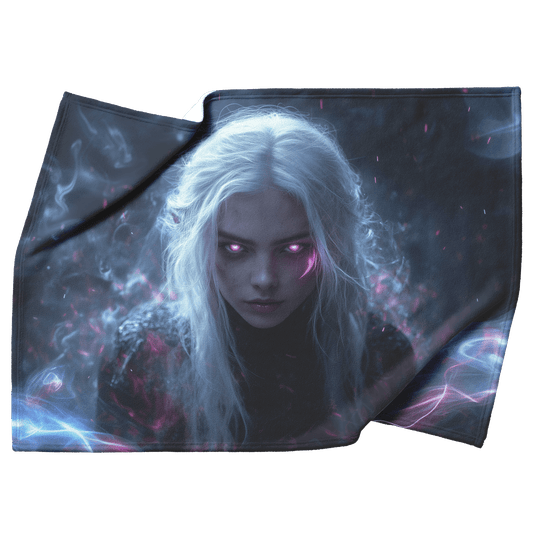 Blood Elf Rogue Fleece Sherpa Blanket Shadow Energy Silver Mist Radiant Textures Bold Stealthy Design - Awakening Righteousness