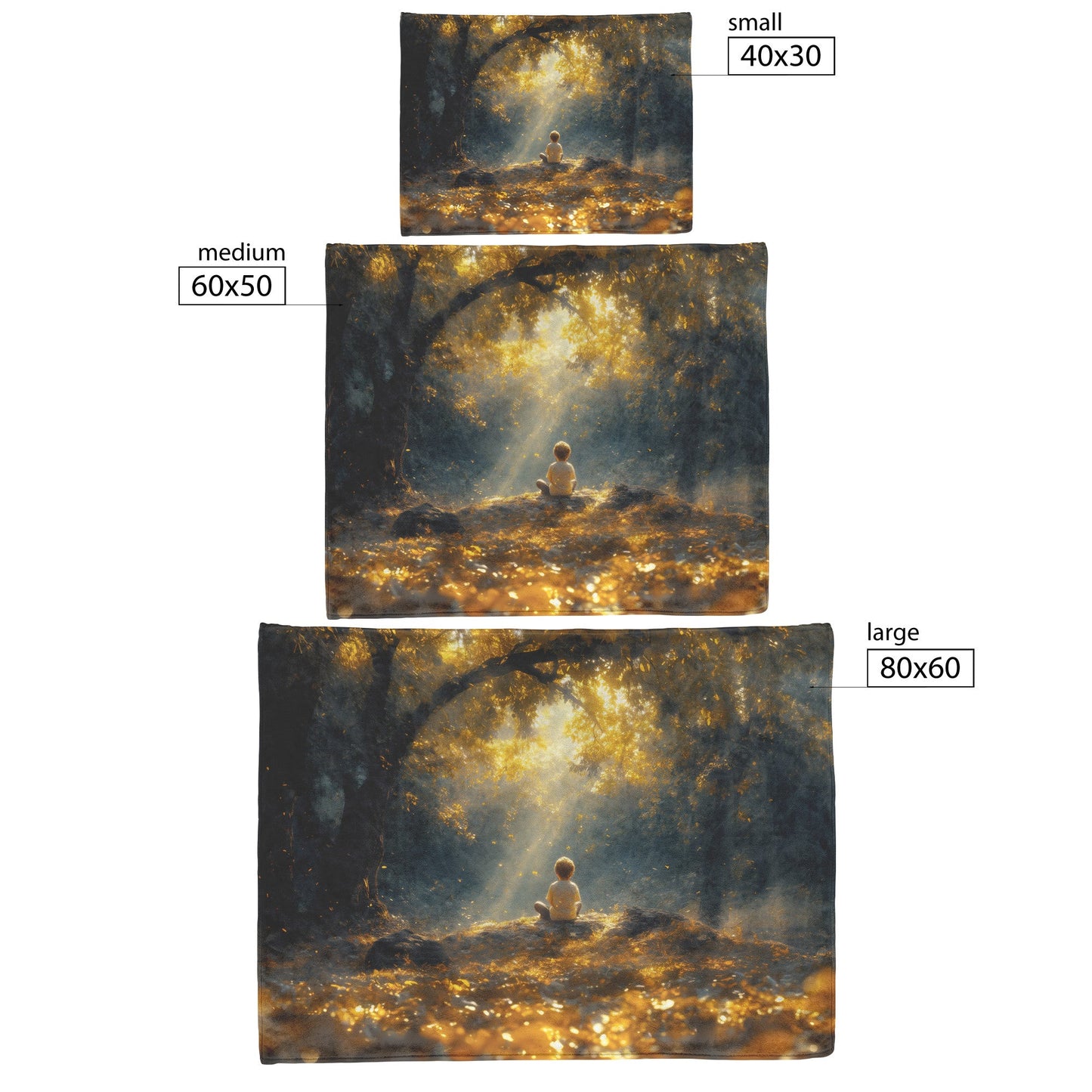 Child in Prayer Beneath Towering Tree in Serene Forest Cozy Christian Fleece Sherpa Blanket - Awakening Righteousness