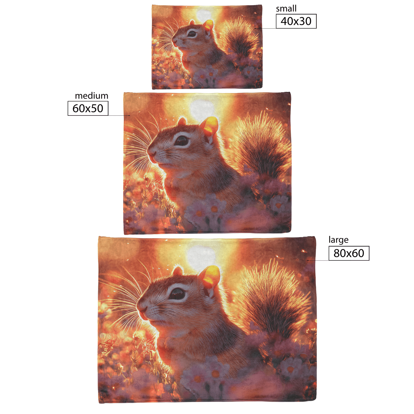 Chipmunk Exploring Glowing Field of Wildflowers Under Vibrant Sunset With Fur Illuminated by Golden Light Fleece Sherpa Blanket - Awakening Righteousness