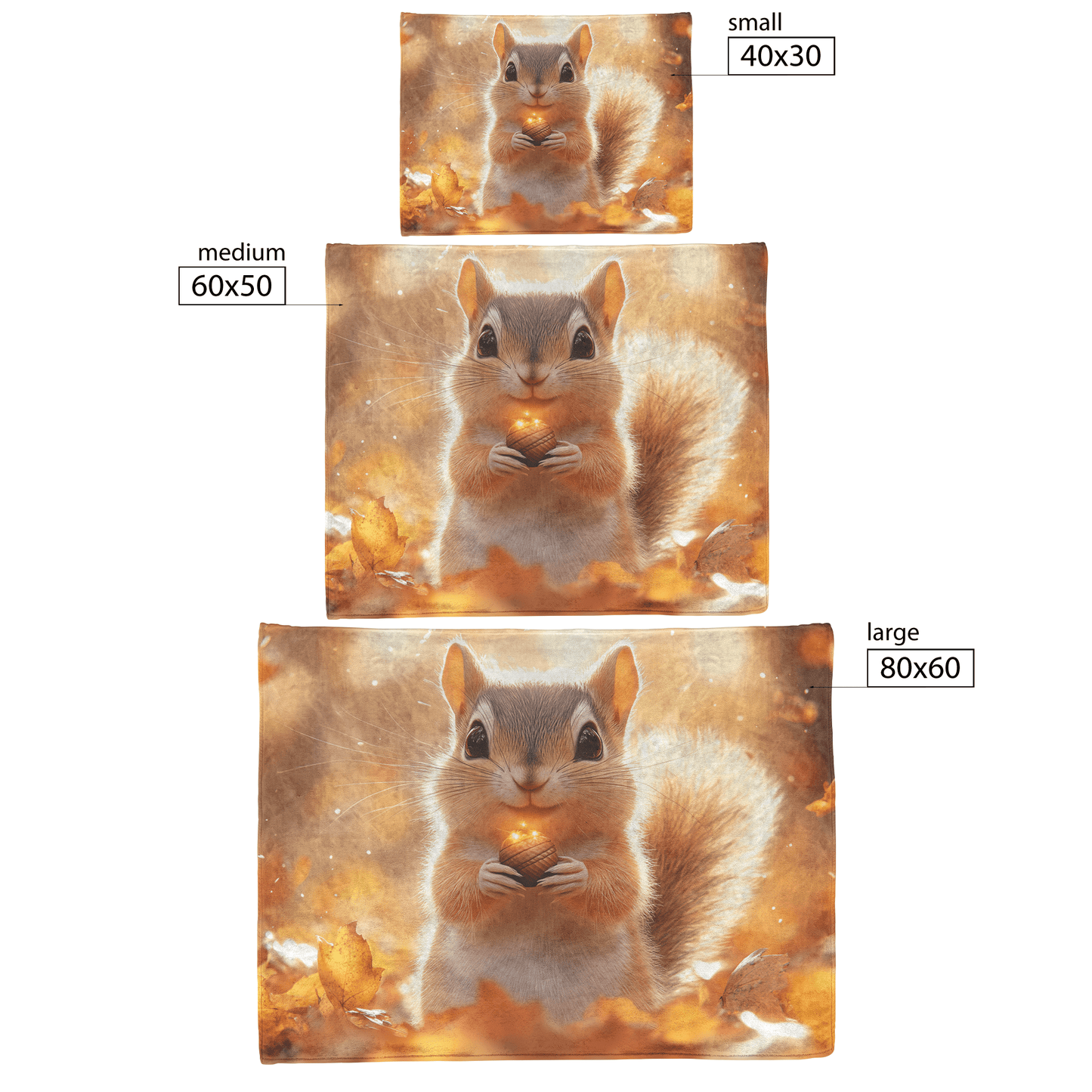 Chipmunk Holding Glowing Acorn in Vibrant Autumn Forest With Golden Leaves and Soft Morning Mist Fleece Sherpa Blanket - Awakening Righteousness