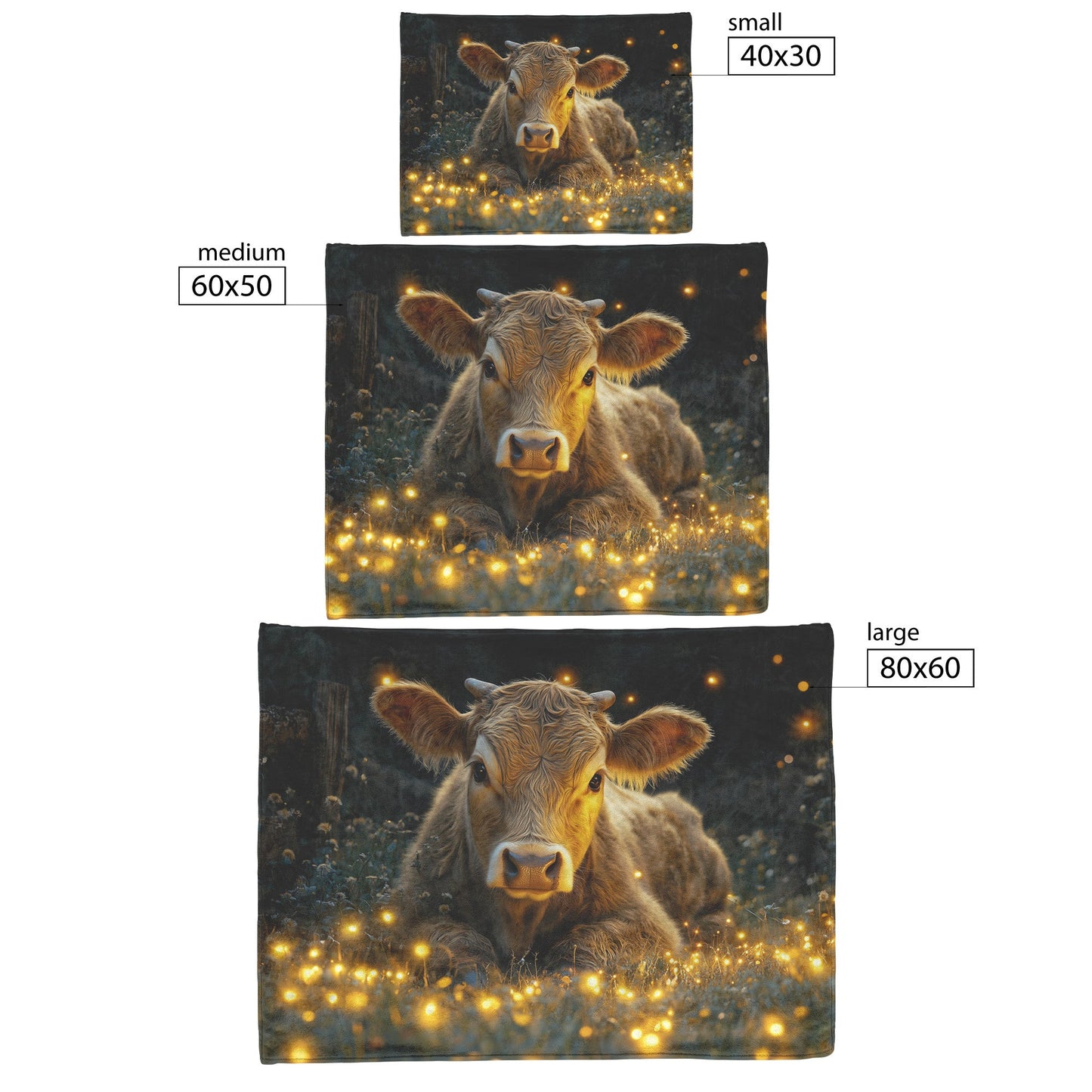 Cow Resting by Wooden Fence Sherpa Fleece Blanket Twilight Meadow Glowing Fireflies Serene Peaceful Scene - Awakening Righteousness