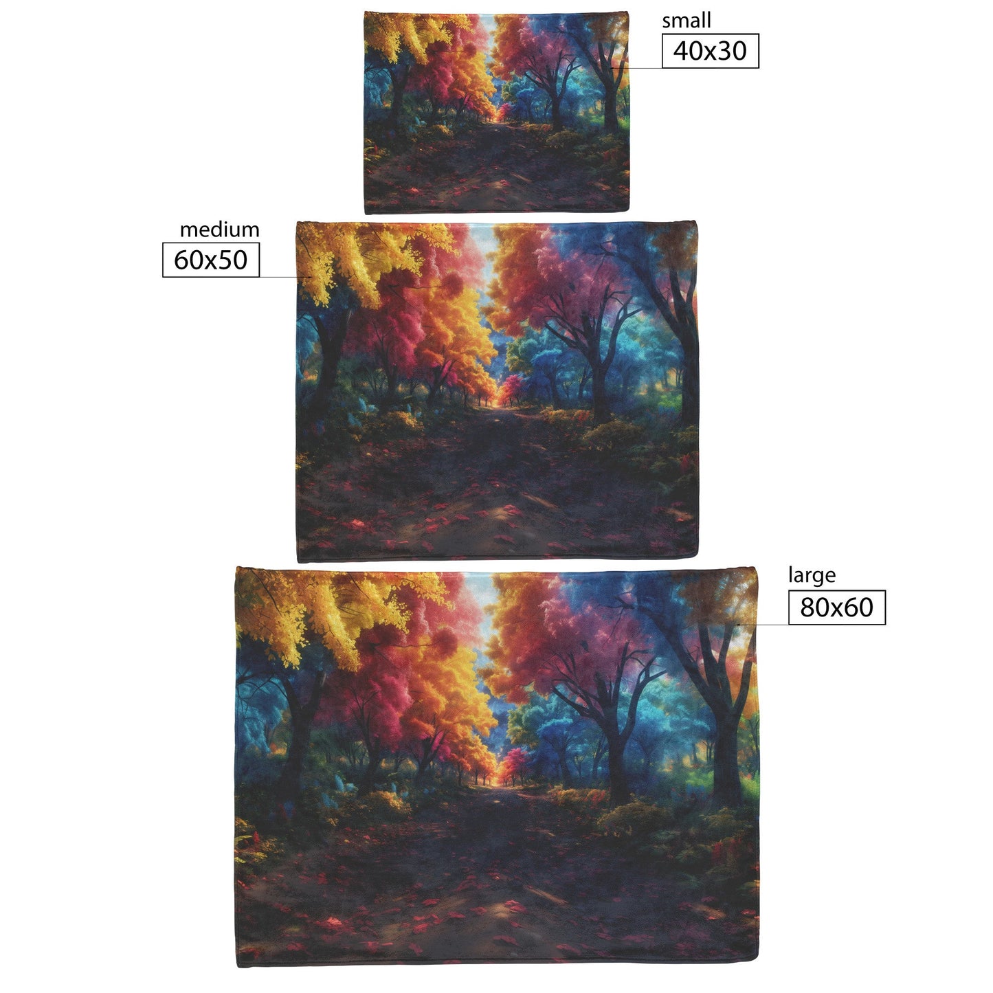 Cozy Autumn Forest Path Cozy Fleece Sherpa Blanket with Fall Leaves and Scenic Nature View - Awakening Righteousness