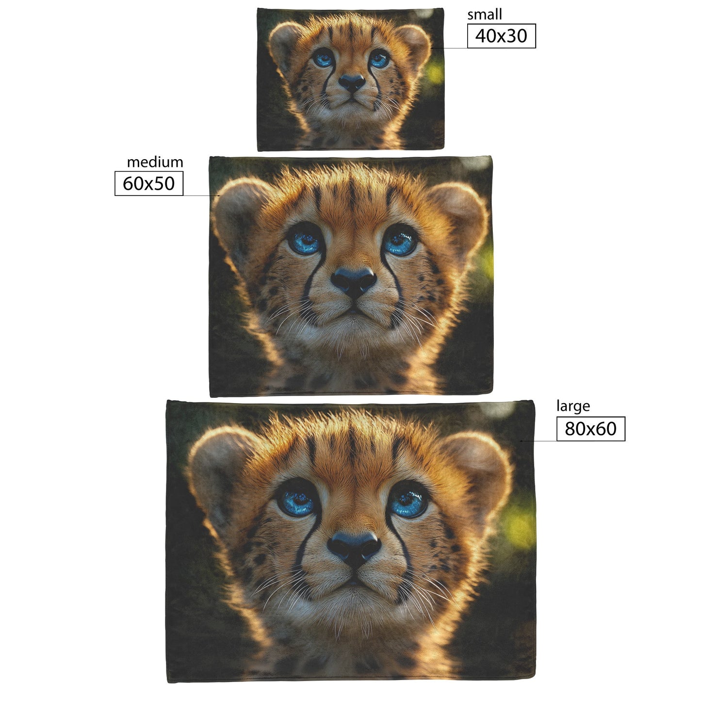 Cute Baby Cheetah Blue Eyes Innocent Expression Cozy Fleece Sherpa Blanket Nature Beauty - Awakening Righteousness